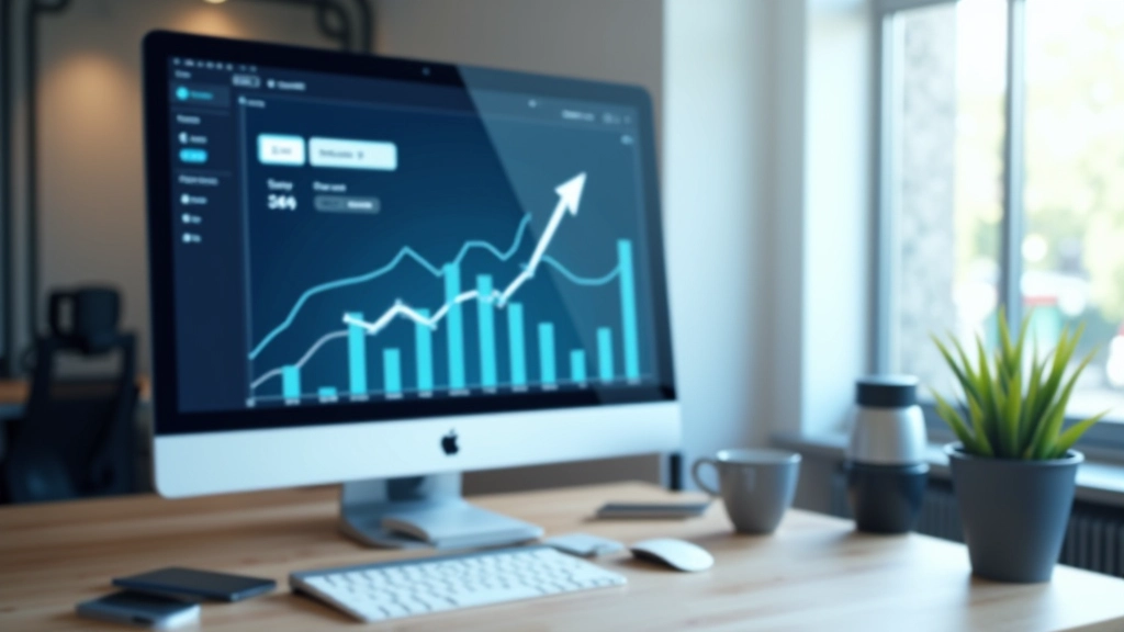 Graphique de croissance des ventes sur écran d'ordinateur montrant tendance positive, tableau de bord analytique professionnel