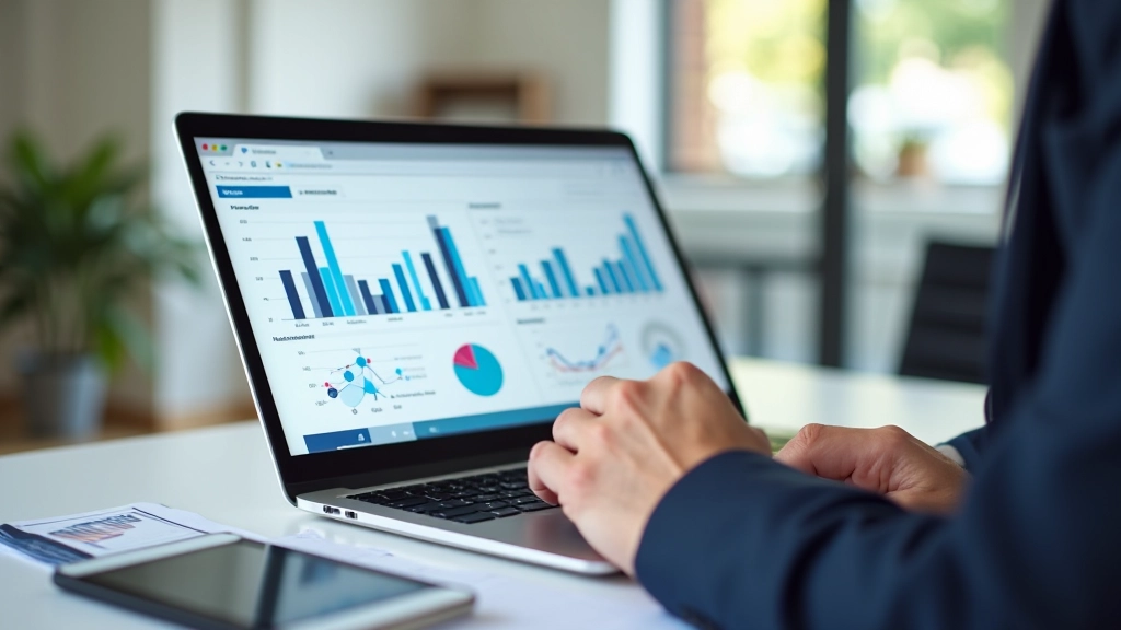 Analyse de données et recherche de marché sur un ordinateur portable avec graphiques